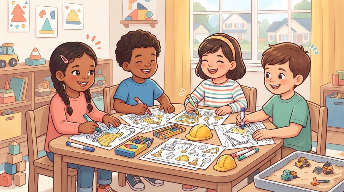 Build and Brighten: A Construction Crew Coloring Journey