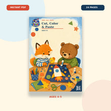 Cut Color and Paste printable fine motor workbook for children ages 4 to 5