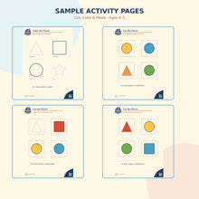 Cut Color and Paste printable fine motor workbook for children ages 4 to 5