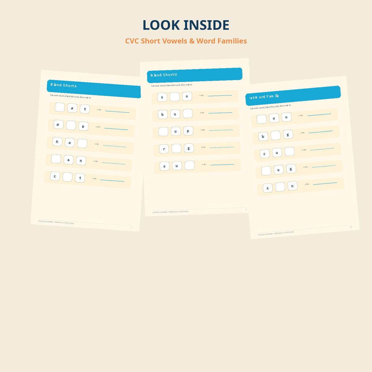 CVC Short Vowels & Word Families - Printable Workbook Ages 6-7 preview 3