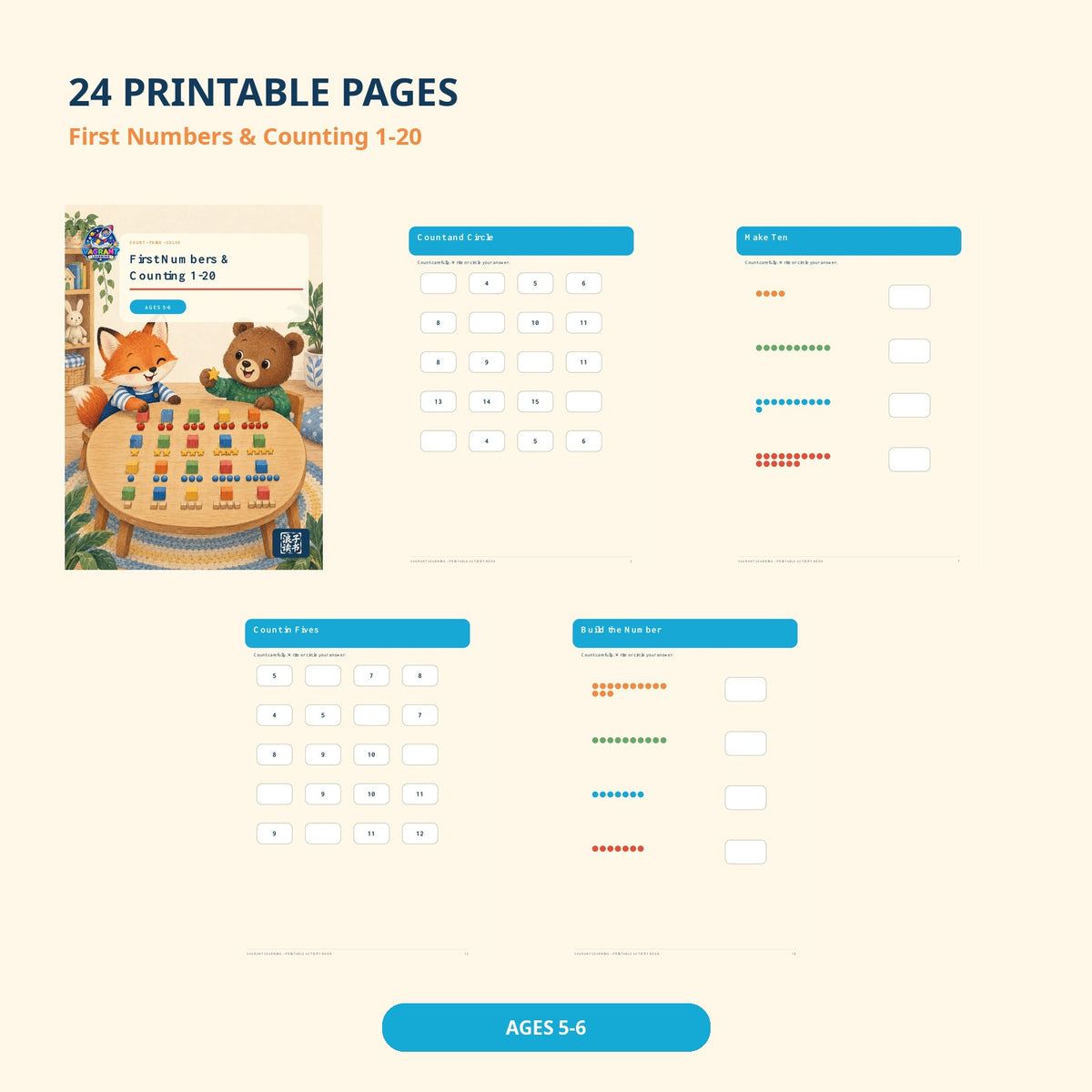 First Numbers & Counting 1-20 - Printable Workbook Ages 5-6 preview 2