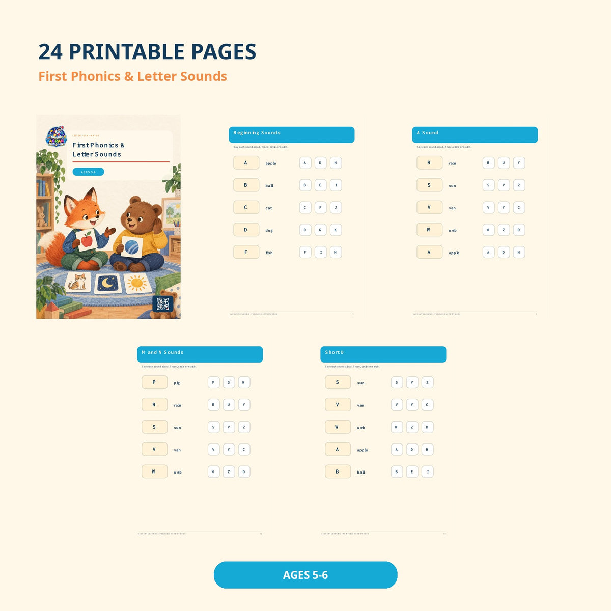 First Phonics & Letter Sounds - Printable Workbook Ages 5-6 preview 2
