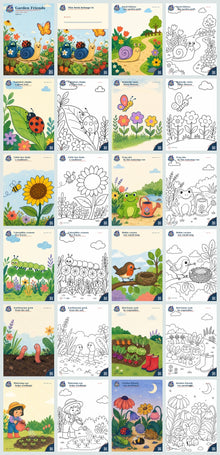 Garden Friends 24-page printable PDF overview