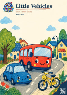 Little Vehicles printable activity book included in Preschool Starter Bundle ages 3–4