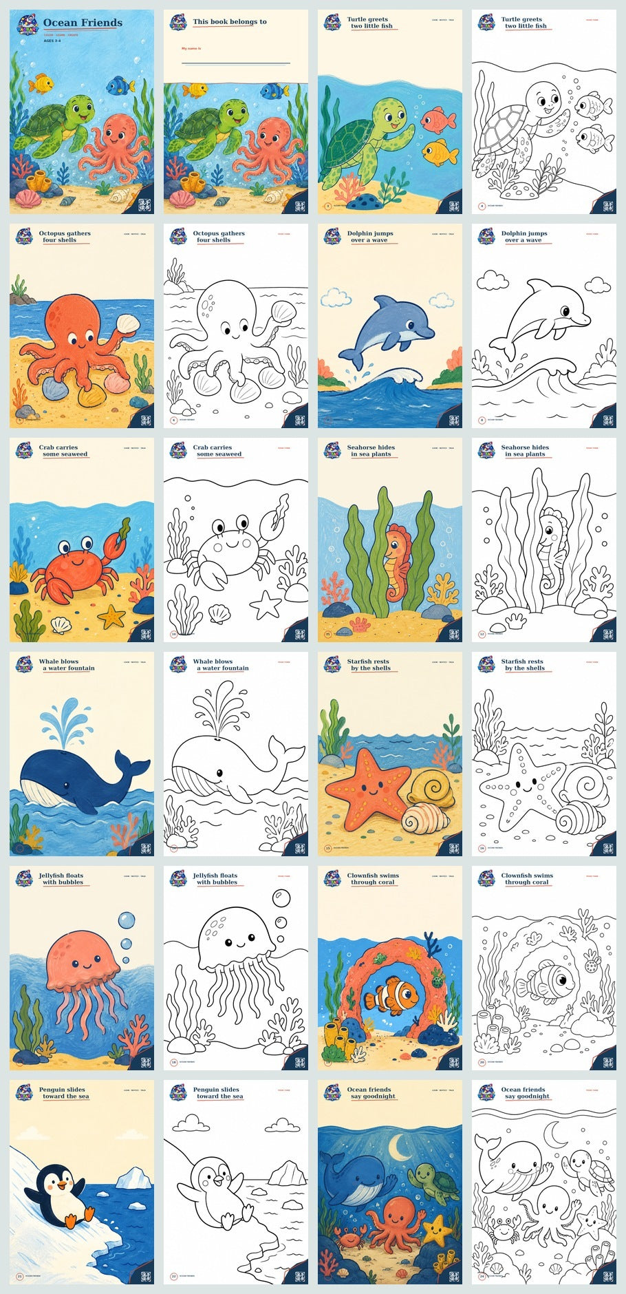 Ocean Friends 24-page printable PDF overview